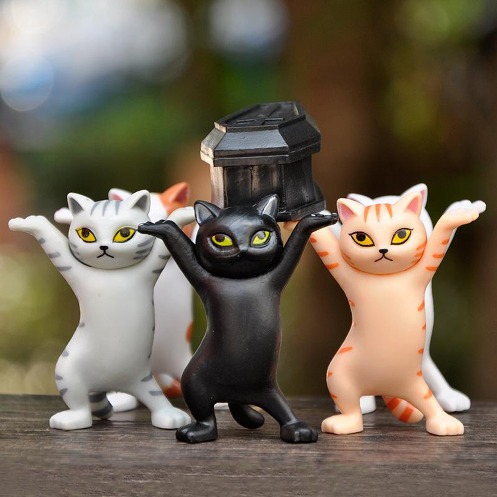 5 Pcs Cartoon Cat Decor Ornaments Carrying Coffin Tabletop Crafts Xmas Gifts 