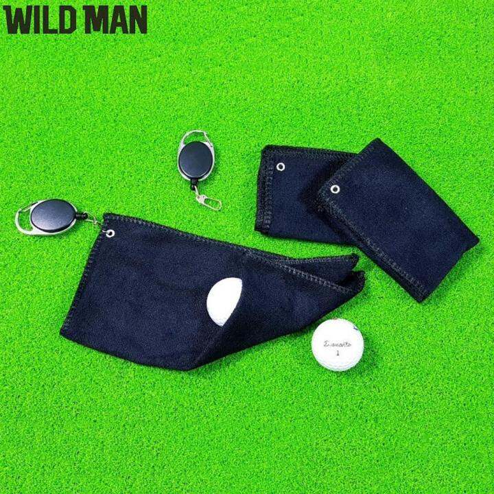 Square Golf Ball Cleaning Towel With Retractable Keychain Portable