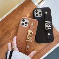 สายหิ้วเคสใส่โทรศัพท์หนังตัวอักษรโลหะเงินสีทองสำหรับ Iphone 14 13 12 11 Pro ทำจาก PU แข็งปกสูงสุดได้ตามต้องการ