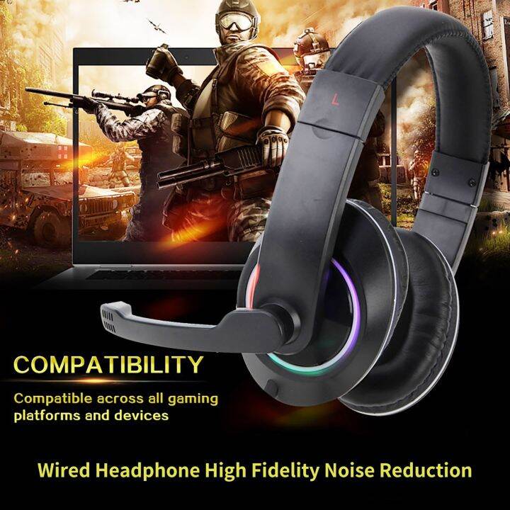 sy722เฮดโฟนแบบมีสายลดเสียงรบกวนความเที่ยงตรงสูงด้วยแสง-rgb-สุดเท่ห์-headset-gaming-stereo-3-5มม-สำหรับคอมพิวเตอร์