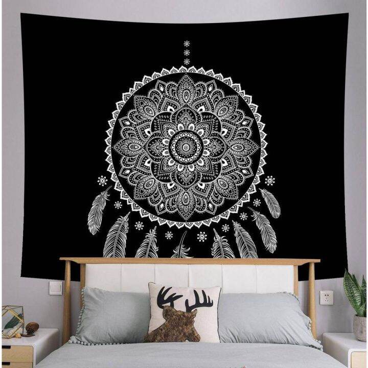 european-and-american-style-fabric-background-tapestry-dark-black-and-white-simple-tapestry-tarot-card-sun-greeting-card-fabric-decoration-fabric-bohemian-mandala-tapestry