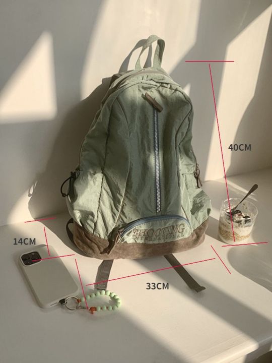 y2k-mode-korea-ลำลองกระเป๋าเป้สะพายหลังกระเป๋าหนังสือกระเป๋านักเรียนสำหรับเด็กผู้หญิงกระเป๋านักเรียนผ้าไนลอน