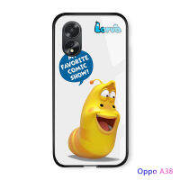 เคสใส่โทรศัพท์สำหรับ OPPO A38 A18สุดหรู3D การ์ตูนตลกสำหรับเด็กผู้หญิงปลอกตัวละครตัวอ่อนเกาหลีเคสเคสกระจกเทมเปอร์สีแดงสีชมพู