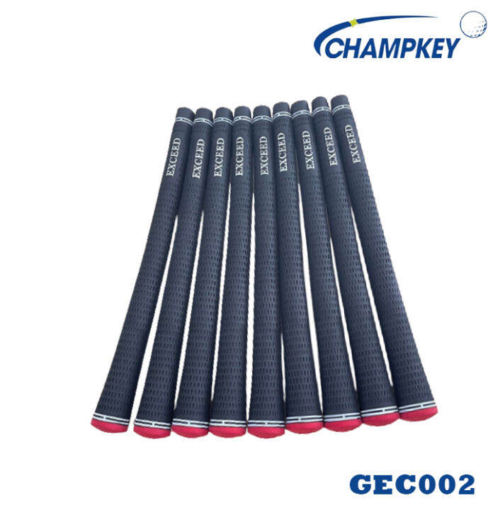 champkey-กริบไม้กอล์ฟ-แบบ-10-ชิ้น-สีดำแดง-gec002-golf-grip-standard-size