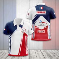 France Flag &amp; Coat of Arms Customized Polo Shirts Summer Casual Streetwear Mens Fashion Loose Jersey Plus Size Sportswear