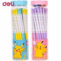 2021Deli Cute Pokemon Pikachu HB Standard Pencil Sharpener Erasers Safe Non-toxic pencils for drawing 36Set Office School Supplies