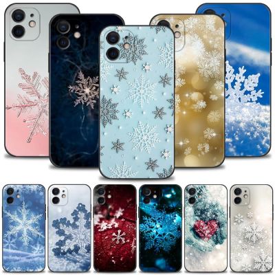[สินค้าใหม่ในสต็อก] กรณีโทรศัพท์สำหรับ iPhone 14 13 12 11 Pro Max 13มินิ XS XR X 8 7 6วินาที6บวกสีดำปกซิลิโคนเชลล์ใหม่ร้อนคริสต์มาสเกล็ดหิมะ