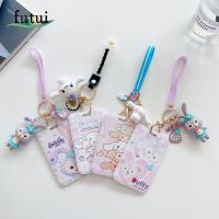 FUTUI Cinnamoroll กระต่าย บัตรเครดิต บัตรเครดิตธนาคาร พวงกุญแจ บัตรรับประทานอาหาร เชือกเส้นเล็ก เคสการ์ดการ์ตูน ปกบัตรรถโดยสาร ผู้ถือบัตร