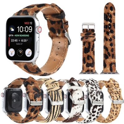 [สุดฮอต] สายลายเสือดาวสำหรับนาฬิกา Apple 8สายขนาด49มม. 41มม. 45มม. 40มม. 44มม. เลือนเลือนแล้ว + สายรัดข้อมือหนังซีรีส์7 6 SE 5 4 3