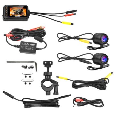 1080P Waterproof Motorcycle Camera DVR Motorcycle Dashcam 3 Inch Front & Rear Camera Video Recorder DVR Black