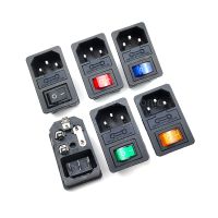 AC Power Socket with Light Fuse Card Type 3-in-1 Rocker Switch 3 Pin IEC320 C14 Inlet Power Socket 10A 250VAC Male Connector Electrical Circuitry  Par