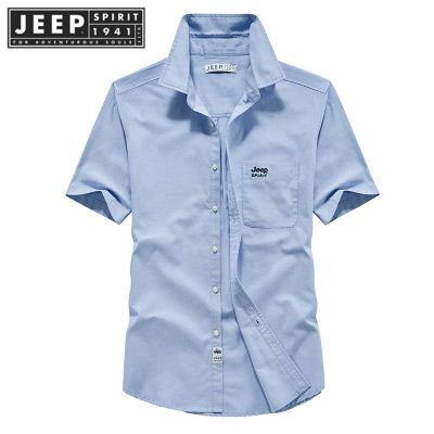 JEEP SPIRIT 1941 ESTD Short sleeved shirt Mens casual trend Versatile plaid shirt Mens summer middle-aged and young mens loose fitting shirt vnb