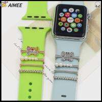 AIMEE อุปกรณ์เสริมเสริม เครื่องประดับที่มีเสน่ห์ สำหรับสายกีฬา iWatch ตกแต่งเล็บตกแต่ง แหวนตกแต่งสายนาฬิกา เครื่องประดับสายนาฬิกา สำหรับ Apple Watch