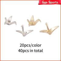 GGE SPORTS 40ชิ้นนกกระดาษทอง/เงินรูปร่าง21X16มม. โลหะอัลลอยสเปเซอร์ลูกปัดหัตถกรรมหัตถกรรม3D สร้อยคอลูกปัดเครนพับ