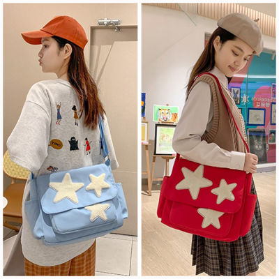 Students Bag Women Bag Vintage Casual Large Capacity Messenger Bag Star Pattern Crossbody Y2k College Bag