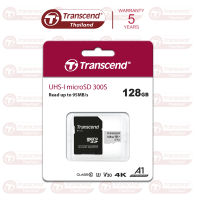 MicroSD Card 128GB with adapter : USD300S : 4K / V30 / A1 (R max 95MB/s / W max 45MB/s) with Adapter : Transcend รับประกัน 5 ปี - มีใบกำกับภาษี