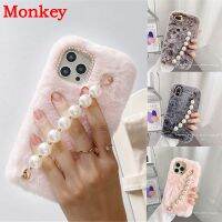 《Small M trend phone case》  Plush ขนสัตว์ไข่มุกสายรัดข้อมือเคสมือถือสำหรับ OPPO Reno 7 6 5 4 2 2Z 5F 7Z A53 A31 A9 A5 2020 A93 A54 A15S A52 A72 F17นุ่ม