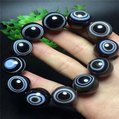 ☈✲ Natural Dzi Amulet Grade Agate Jade Bangles Sky Eye Firstline Pharmacist 18mm Round Beads Bracelets Jewelry Accessories