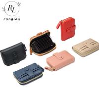 RONGLA กระเป๋าคลัทช์ใส่บัตรเครดิตสีทึบกันน้ำมีซิปหลายชั้นบัตรธนบัตรกระเป๋าสตางค์แบบหัวเข็มขัดสั้นความจุขนาดใหญ่กระเป๋าใส่บัตรบัตรขนาดเล็กกระเป๋าเก็บบัตรพับได้