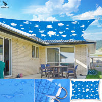 Blue Sky And White Clouds Sun Shade Sail Awning Square Rectangle Canopy for Outdoor Garden Yard Pond Pergola Sunshade Cover Tent