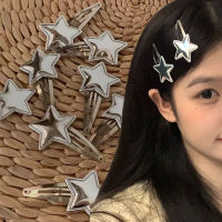 Metal PU Barrette Headwear Silver BB Snap Clip Hair Accessoires Hair Clips Star Hair Clips