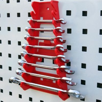 【YF】 Red Wrench Spanner Tool Organizer Sorter Holder Wall Mounted Storage Tray Socket Rack Plastic Tools
