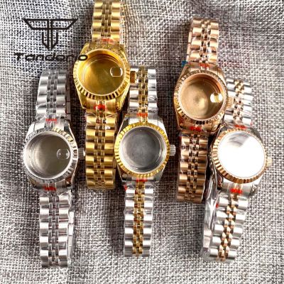 26Mm Stainless Steel Watch Case With Bracelet For Ladies Women Fit NH05 NH06 Automatic Movement Sapphire Glass