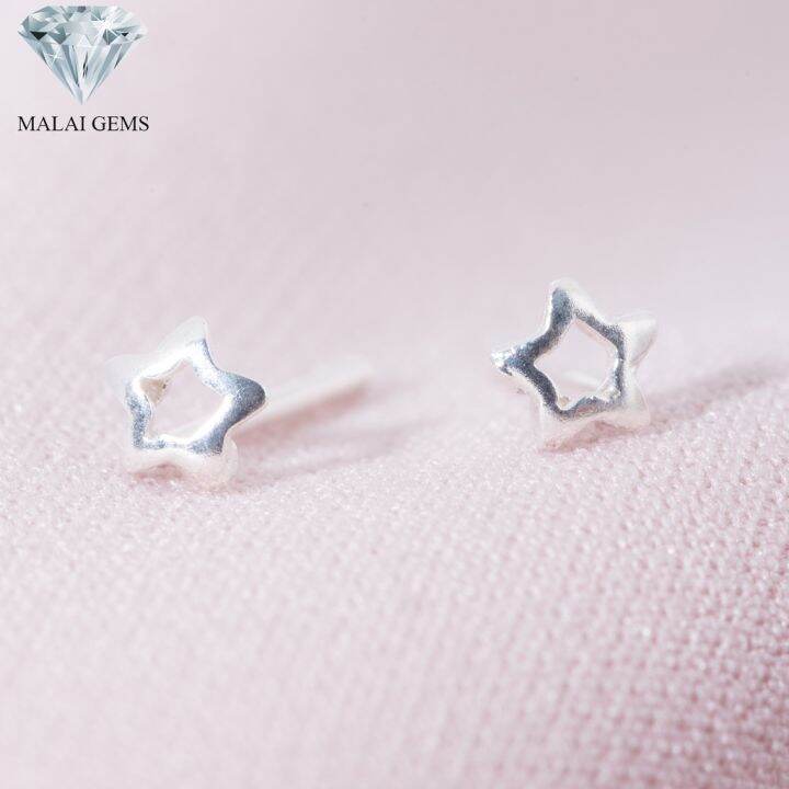 malai-gems-ต่างหูเงินแท้-silver-925-รุ่น-minimal-ดาวมีรู-ต่างหูเงินแท้