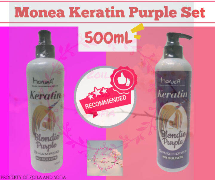 Monea Purple Keratin Shampoo and Conditioner Set 500mL Lazada PH