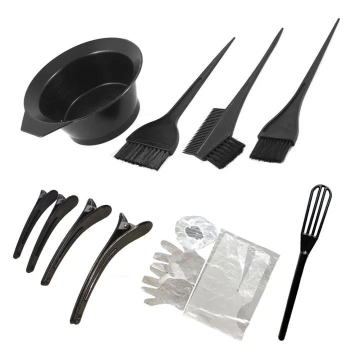 COD&Free shipping on any 3 items]12pcs DIY Hair Dye Coloring Kit Hair  Tinting Bowl Dye Brush Gloves Hairpins Hair Coloring Cape Disposable Shower  Cap Comb Hair Dye Tools for Salon Home |