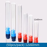 【CW】♧✼  50 pieces/pack 12x60mm plastic test immunoassay Hard Vials with cap School Lab Supplies