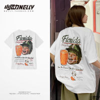 Retro American Street Ladies Tide Brand Trend เสื้อยืดแขนสั้นฤดูร้อนหลวมสบายๆพิมพ์ครึ่งแขนการ์ตูน Top