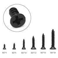 20/50pcs M2 M3 เครื่องแล็ปท็อปสกรูขนาดเล็ก Micro เหล็กสีดำ CROSS Phillips FLAT Countersunk PAN HEAD self Tapping สกรู Bolt-shajit