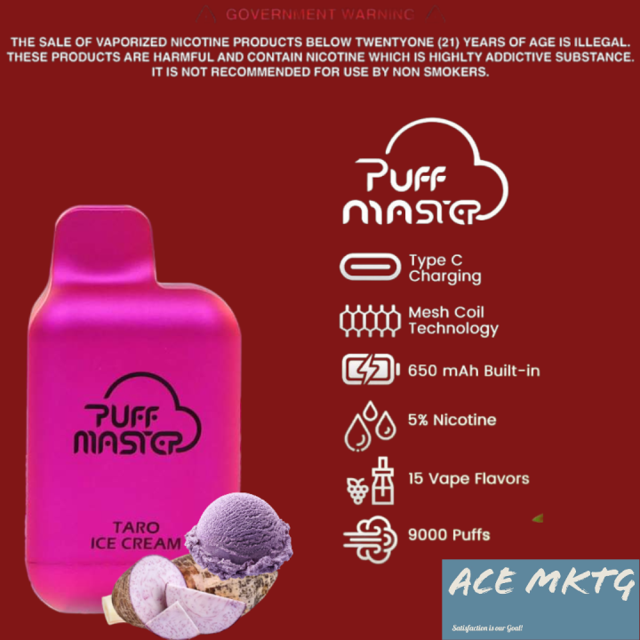 Puff Master 9000 Puffs Taro Ice Cream Rechargeable Vape Lazada PH