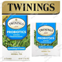 ⭐ Twinings ⭐ Probiotics Peppermint &amp; Fennel Herbal Tea ชาทไวนิงส์ ไม่มีคาเฟอีน ชาสมุนไพรสูตรเพื่อสุขภาพ Superblends Collection แบบกล่อง18ซอง ชาอังกฤษ นำเข้าจากต่างประเทศ