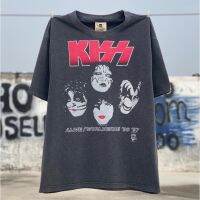 High Street T-shirt KISS Band 9697 Tour Limited Heavyweight Distressed Washing Casual Short Sleeve Round Neck T-Shirt