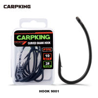 Kingdom Carpking ตะขอเหล็กคาร์บอนสูงเคลือบ PTFE 10ชิ้นตะขอรูปกลัดแหลมพร้อมตะขอตกปลาคาร์พผลิตภัณฑ์สำหรับอุปกรณ์ตกปลา