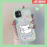 เคส JIUMOO สำหรับ iPhone 11 Pro 11 Pro Max ลูกสุนัขน่ารักการ์ตูนเรื่อง Little Monster Bowknot เคสนิ่มกันกระแทกทนต่อการขีดข่วนเคสโทรศัพท์โปร่งใสฝาครอบป้องกันซิลิกาเจล TPU เลนส์กล้องถ่ายรูป