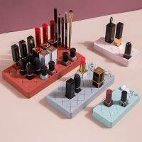 ✎ↂ♨ 18/24 Grid Silicone Lipstick Storage Case Makeup Cosmetics Display Stand Desktop Eyebrow Pencil Lip Gloss Lipstick Storage Rack