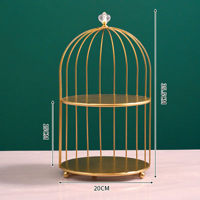 Nordic Simple and Light Luxury Jewelry Convenient Storage Double Crystal Handle Storage and Arrangement Girl Bird Cage Storage Rack