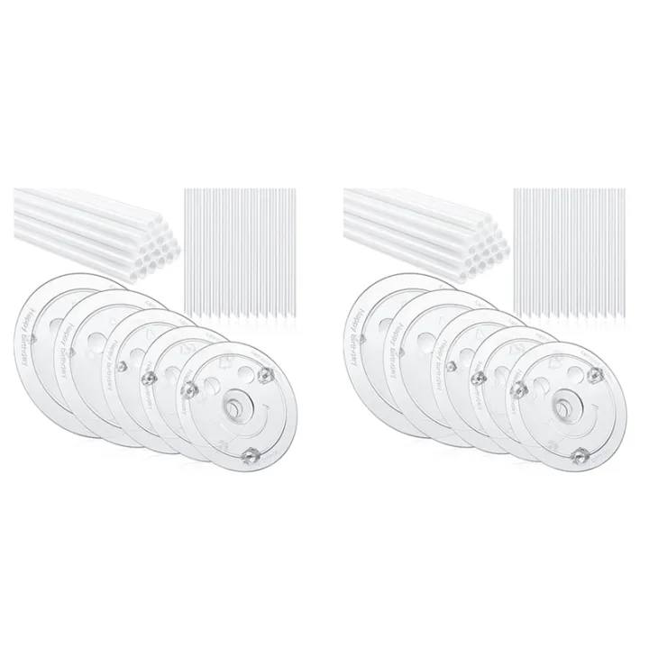 2Set Plastic Cake Dowel Rods Set 10 Cake Separator Plates for 4, 6, 8, 10, 12 Inch Cakes,Clear