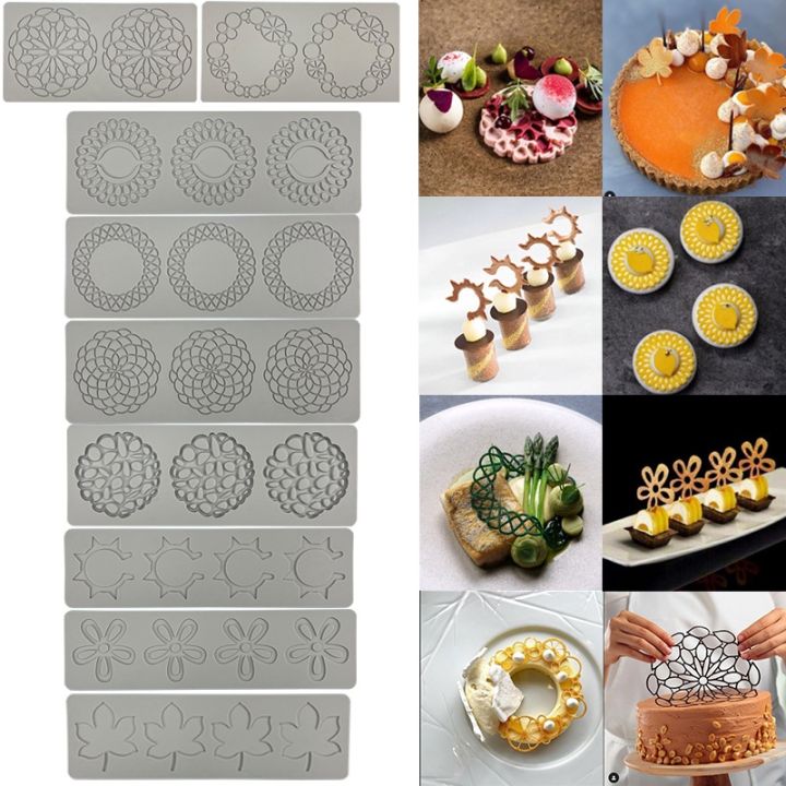 meibum-garland-leaves-design-ring-texture-sugar-craft-silicone-pad-dessert-border-decorating-cake-molds-chocolate-mould-lace-mat