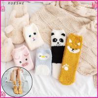 XUESHE Plus Christmas gift Cartoon Animal Coral Velvet Socks Sleep Bed Sock Thickening Embroidery