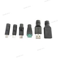 1x DC Power Female Jack to Mirco Type C Mini 5pin USB A Male Female converter Power Adapter Plug Connector for Laptop 5.5x2.1mm WB5TH