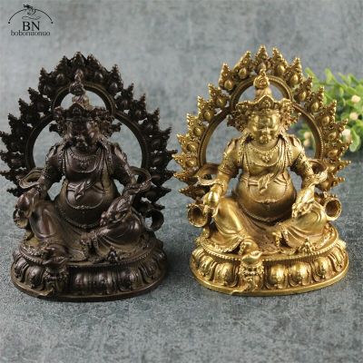 Antique Bronze Buddha Statue Desk Ornament Home Decoration Craft Accessories Metal Chinese God Of Wealth Sculpture Vintage Decor