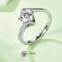 [ในสต็อก] GEMS บัลเล่ต์1.0CT DEF 6.5มิลลิเมตรรอบสีชมพูสีฟ้าสีเหลือง Moissanite บิดแองเจิลจูบแหวนหมั้นใน925เงินสเตอร์ลิง