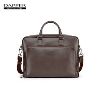 DAPPER กระเป๋าเอกสาร Double Zip Document Smooth-Grain Briefcase สีน้ำตาล