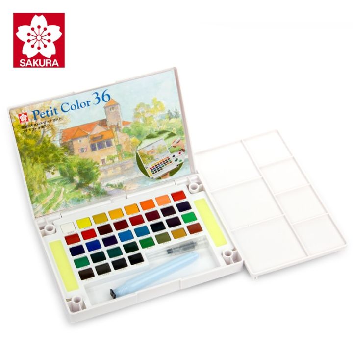 sakura-watercolor-solid-pigment-paint-set-12-18-24-30-36-48-60-72-colors-lite-hardcover-student-hand-painted-portable-supplies