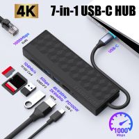 7 in 1 USB C Hub USB3.0 PD 100W RJ45 1000Mbps Type-C Ethernet Port HDMI2.0 4K Dock Station for MacBook Pro Splitter Adapter