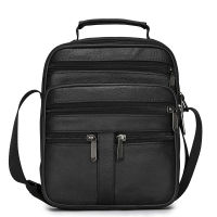 Men Genuine Leather Messenger Bag Cowhide Shoulder Bag For Men Crossbody Bags Black Retro Multifunction Handbags